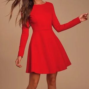 Lulus long sleeve red dress